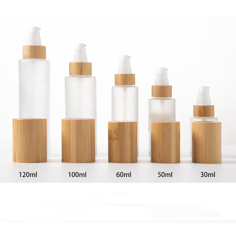 مضخة غسول مستحضرات التجميل بلوري رذاذ ناعم وزجاجة رذاذ زجاجية مع غطاء من خشب الخيزران مضخة غسول مستحضرات التجميل بلوري رذاذ ناعم وزجاجة رذاذ زجاجية مع غطاء من خشب الخيزران