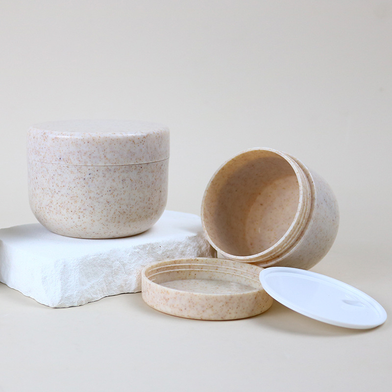 جرة حاوية قش القمح واسعة الفم 80 جرام 120 جرام 200 جرام 250 جرام زجاجة كريم العناية بالبشرة مستحضرات التجميل جرة كريم الوجه مع الأغطية