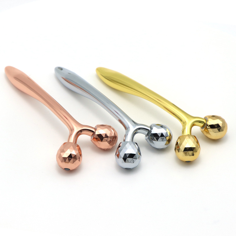 Y شكل 3D تدليك الجمال بار يده رفع الوجه مكافحة الشيخوخة العناية بالبشرة 24 كيلو الذهب معدن الوجه الأسطوانة