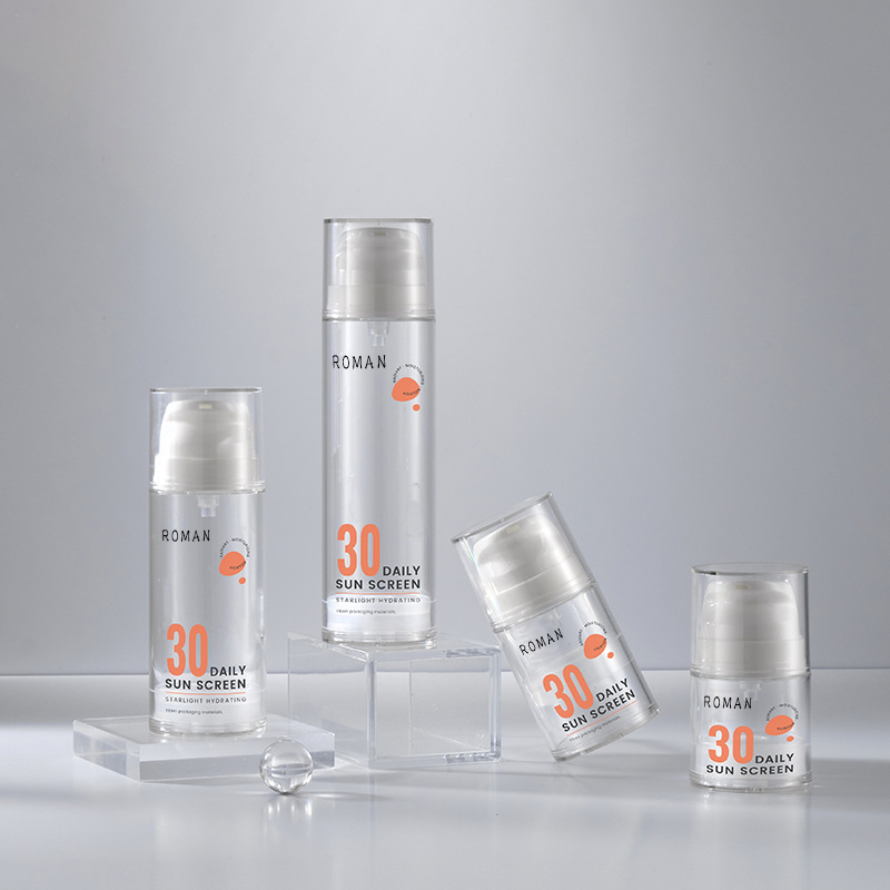 15 مل 30 مل 50 مل 100 مل 120 مل شفاف أبيض بدون هواء زجاجة مضخة التعبئة والتغليف للعناية بالبشرة وزيت الجسم