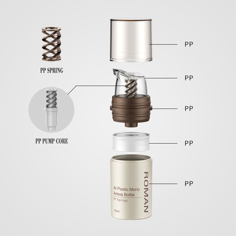 كريم مستحضرات التجميل بدون هواء من البلاستيك البني، زجاجة مضخة شفافة للعناية بالبشرة، حاوية مكياج لوشن جل الكريم كريم مستحضرات التجميل بدون هواء من البلاستيك البني، زجاجة مضخة شفافة للعناية بالبشرة، حاوية مكياج لوشن جل الكريم