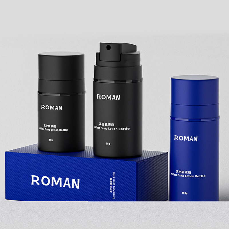 زجاجة محلول أسود غير لامع 15 مل 30 مل 50 مل 100 مل 120 مل 150 مل مضخة جوهر العناية بالبشرة زجاجة بدون هواء لتغليف مستحضرات التجميل