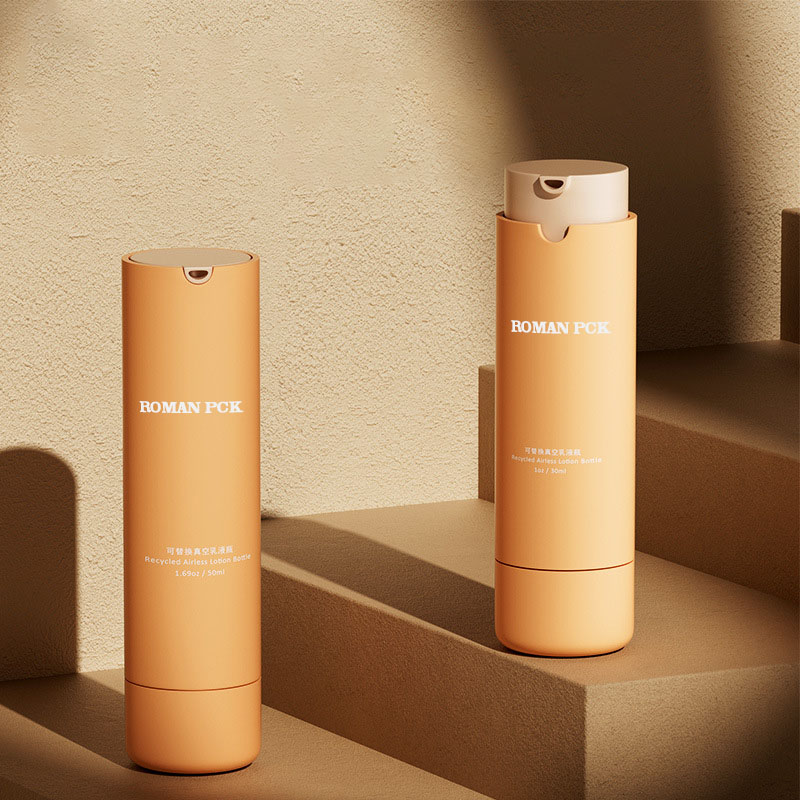 برتقالي 15 مللي 30 مللي 50 مللي زجاجة مضخة بلاستيكية بدون هواء PP كما هو الحال مع كريم غسول العناية بالبشرة مستحضرات التجميل التعبئة والتغليف