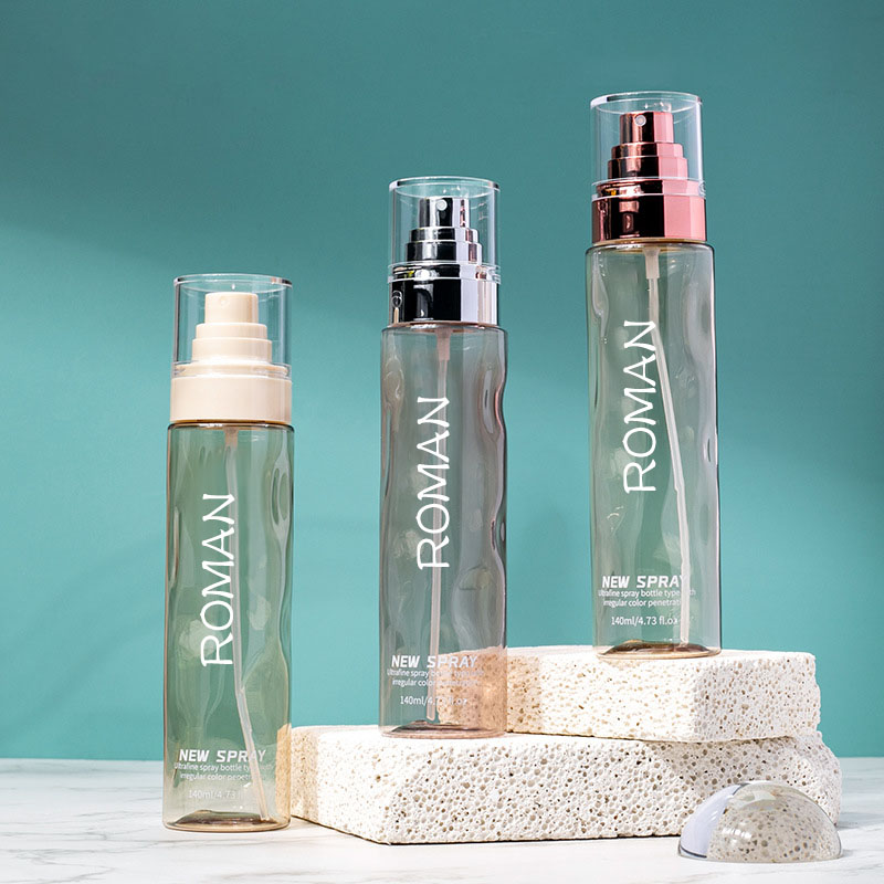 زجاجات حبر رذاذ بلاستيكية مستديرة شفافة لمستحضرات التجميل فارغة 100 مل 120 مل كريم أساس للجسم مع زجاجة مضخة مصل الذهب والفضة