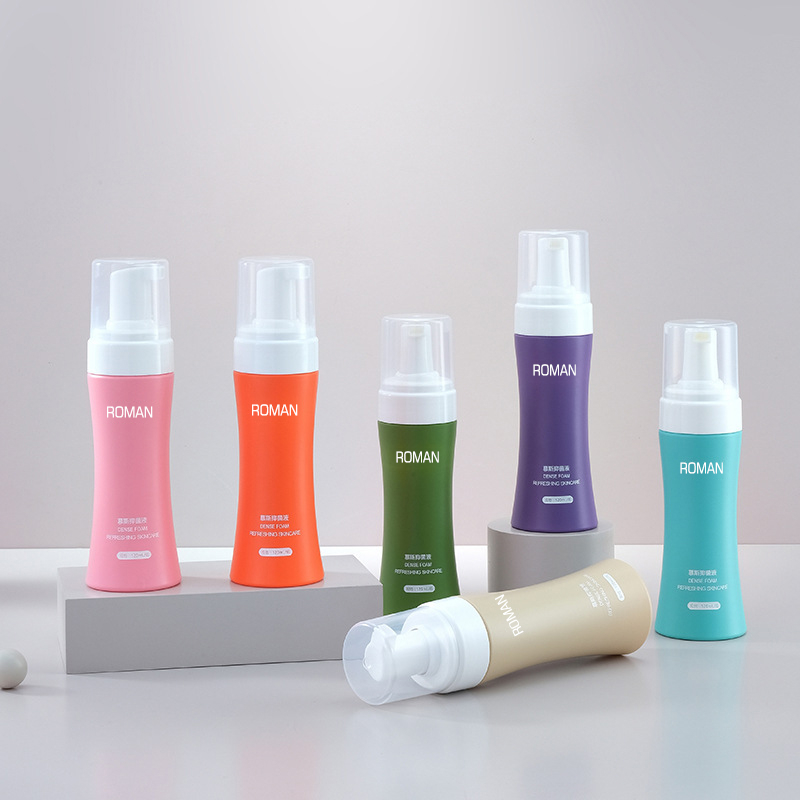 منظف ​​الوجه المطهر السائل زجاجة موس رغوية 100 مل 120 مل 150 مل 200 مل موزع الصابون السائل زجاجة رغوة الخصر النحيف