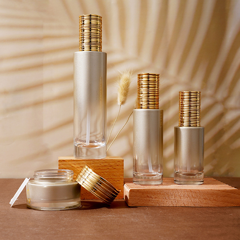 زجاجة مصل زجاجية مع غطاء مصقول مطلي بالكهرباء زجاجة مصل زجاجية مع غطاء مصقول مطلي بالكهرباء