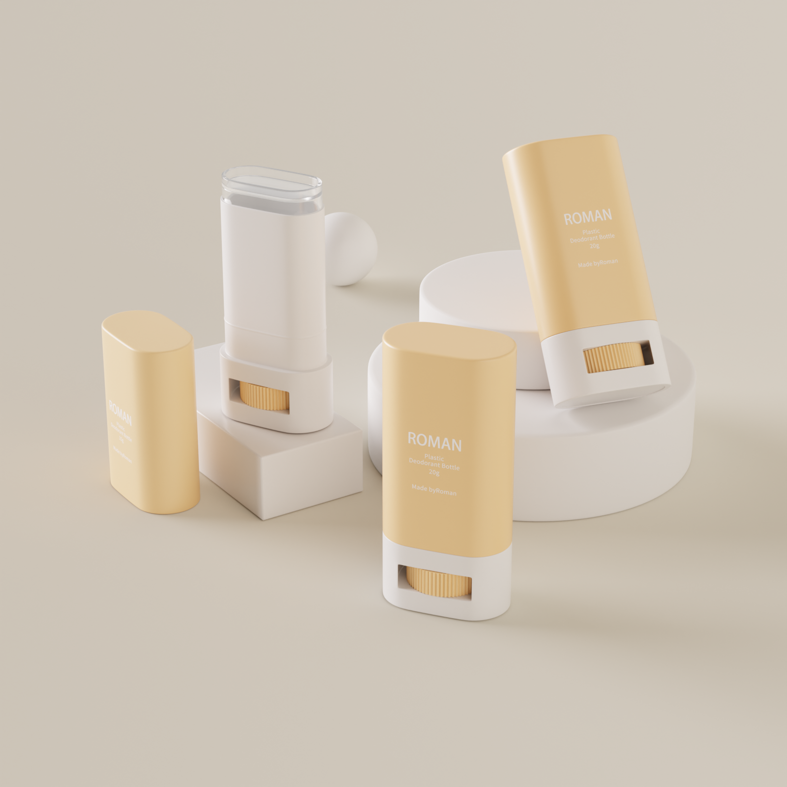 على شكل الخصر Oem Odm أعلى ملء التعبئة والتغليف اللون فارغة حاوية مزيل العرق الصلبة البلاستيكية واضحة