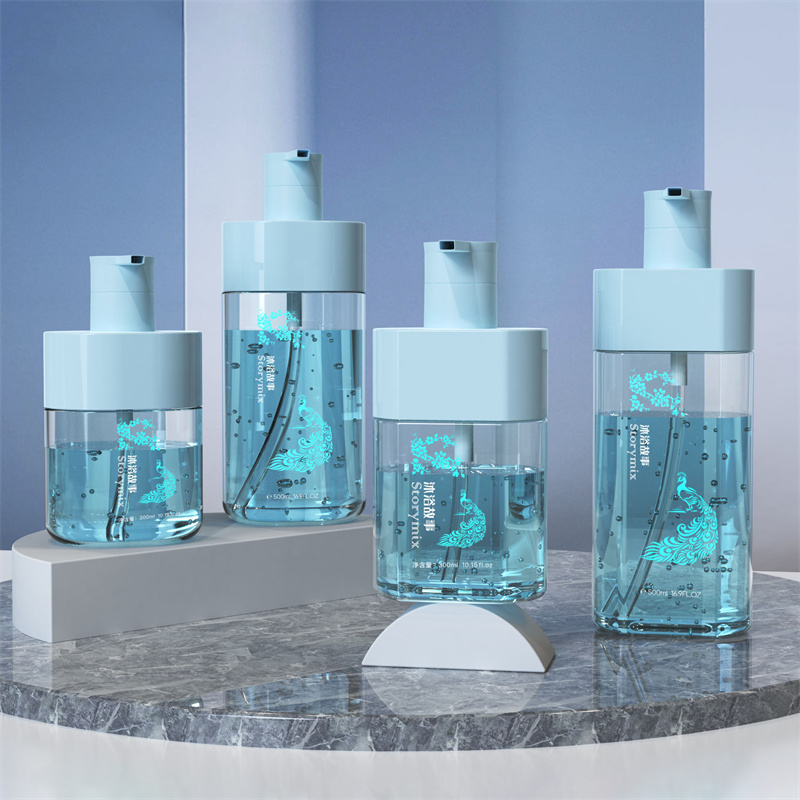 زجاجات ضخ غسول الجسم البيضاوية الفاخرة 300 مل 500 مل للبالغين والأطفال، جل الاستحمام المرطب، فقاعة التبييض، تتميز بالأحماض الأمينية