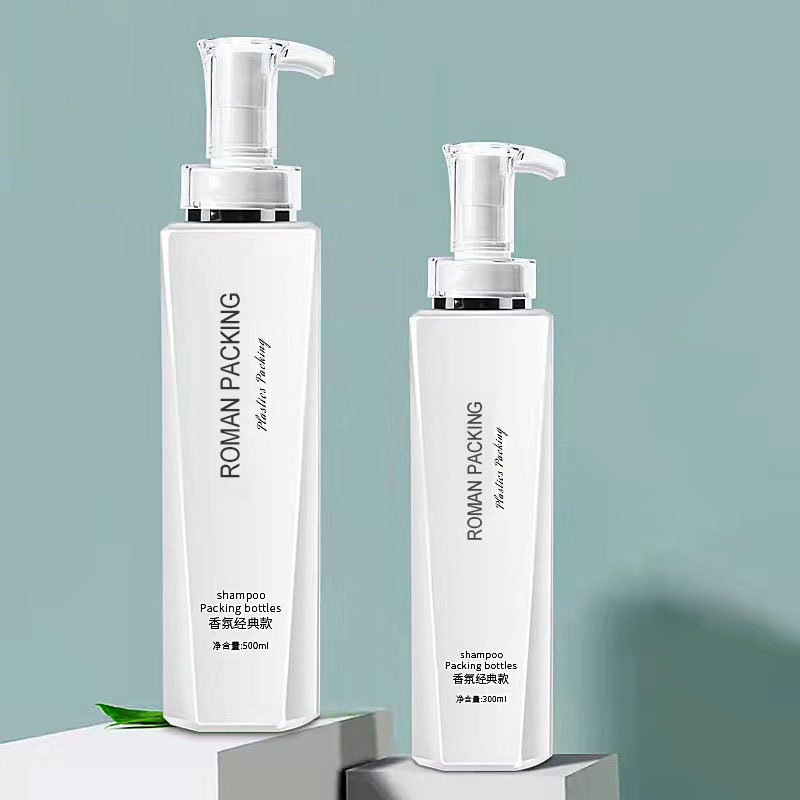 فاخر أبيض 300 مل 500 مل مضخة غسول طويلة ونحيفة زجاجة شامبو جل الاستحمام تعبئة غسول الجسم بمضخة ذهبية
