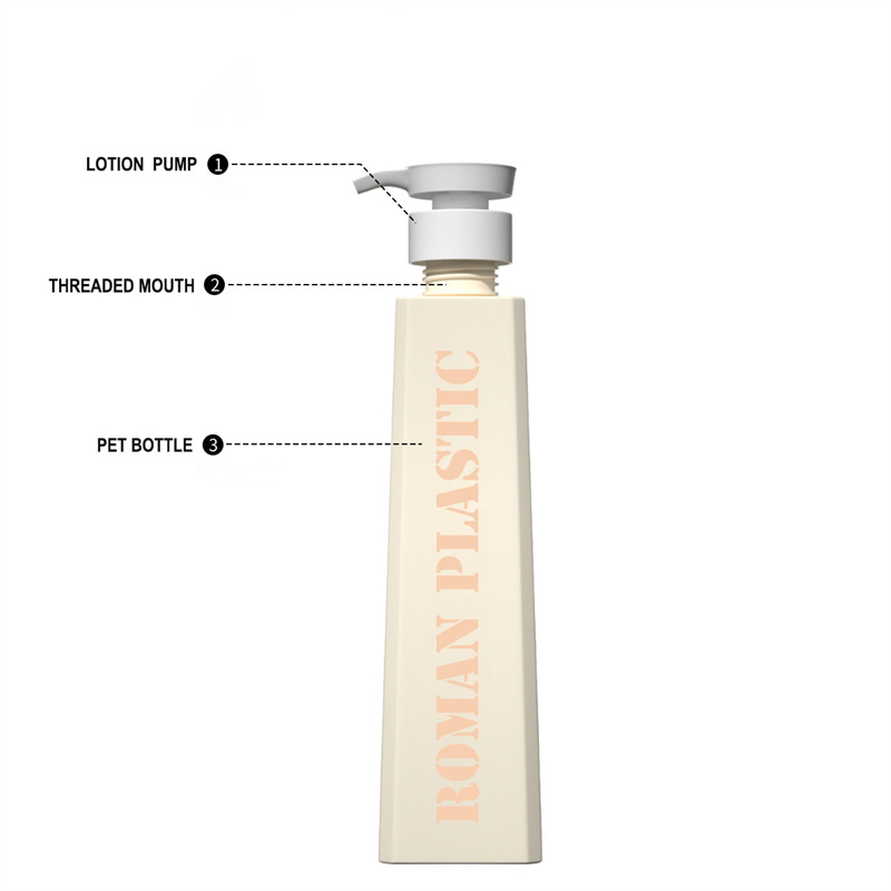 شكل رائع لتعبئة مستحضرات التجميل لوشن شامبو وجل استحمام ومكيف شبه منحرف وكريم وغسول زجاجة للعناية المنزلية شكل رائع لتعبئة مستحضرات التجميل لوشن شامبو وجل استحمام ومكيف شبه منحرف وكريم وغسول زجاجة للعناية المنزلية