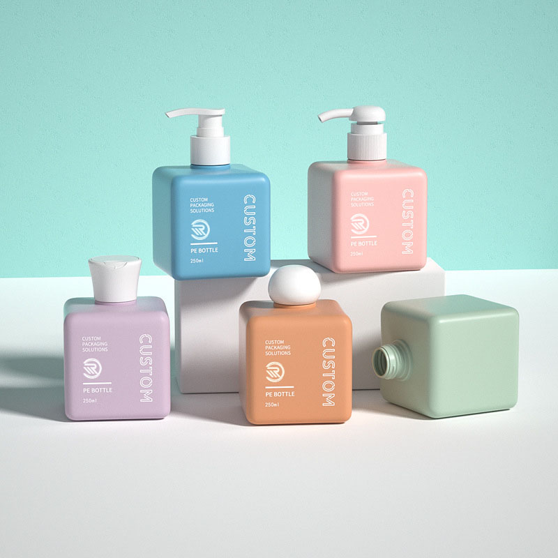 زجاجات زيت زبدة الجسم المعاد تدويرها من البلاستيك PET مربعة للعناية بالبشرة مقاس 150 مل 200 مل 250 مل مع طباعة الشاشة