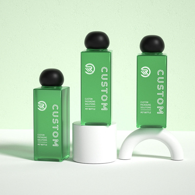 زجاجات غسول مستحضرات تجميل شفافة بلورية مربعة 200 مل 250 مل لمصل العناية بالبشرة عبوة حبر ممتازة مع غطاء لولبي على شكل كرة